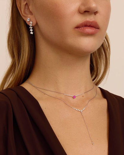 Diamond Lariat Floating Necklace