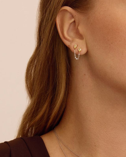 Yellow and White Diamond Floating Earring Chain