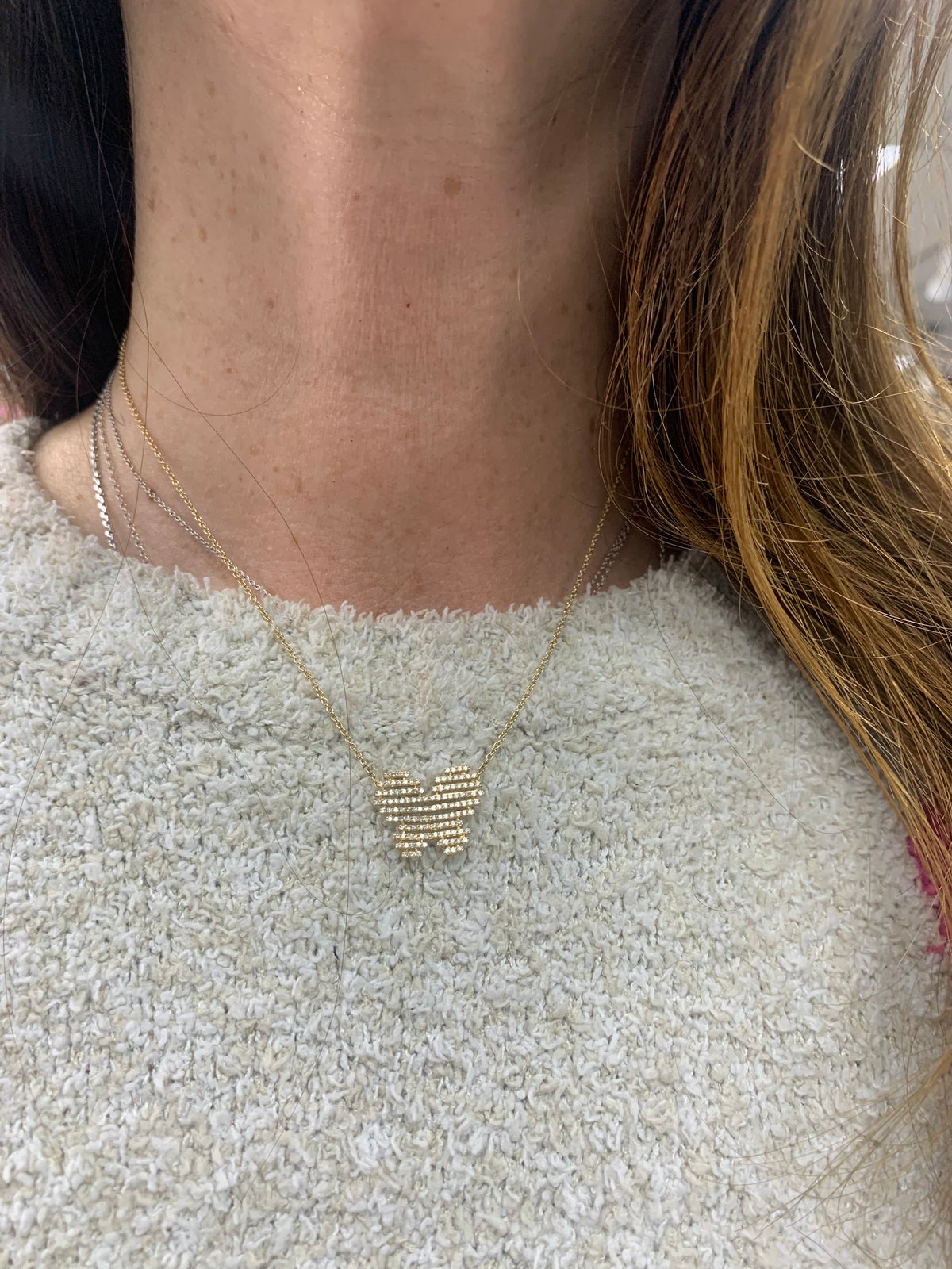 Yellow Gold Butterfly Diamond Pendant