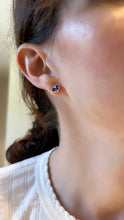 Load image into Gallery viewer, Chubby Amethyst and Diamond Heart Stud Earrings - Two