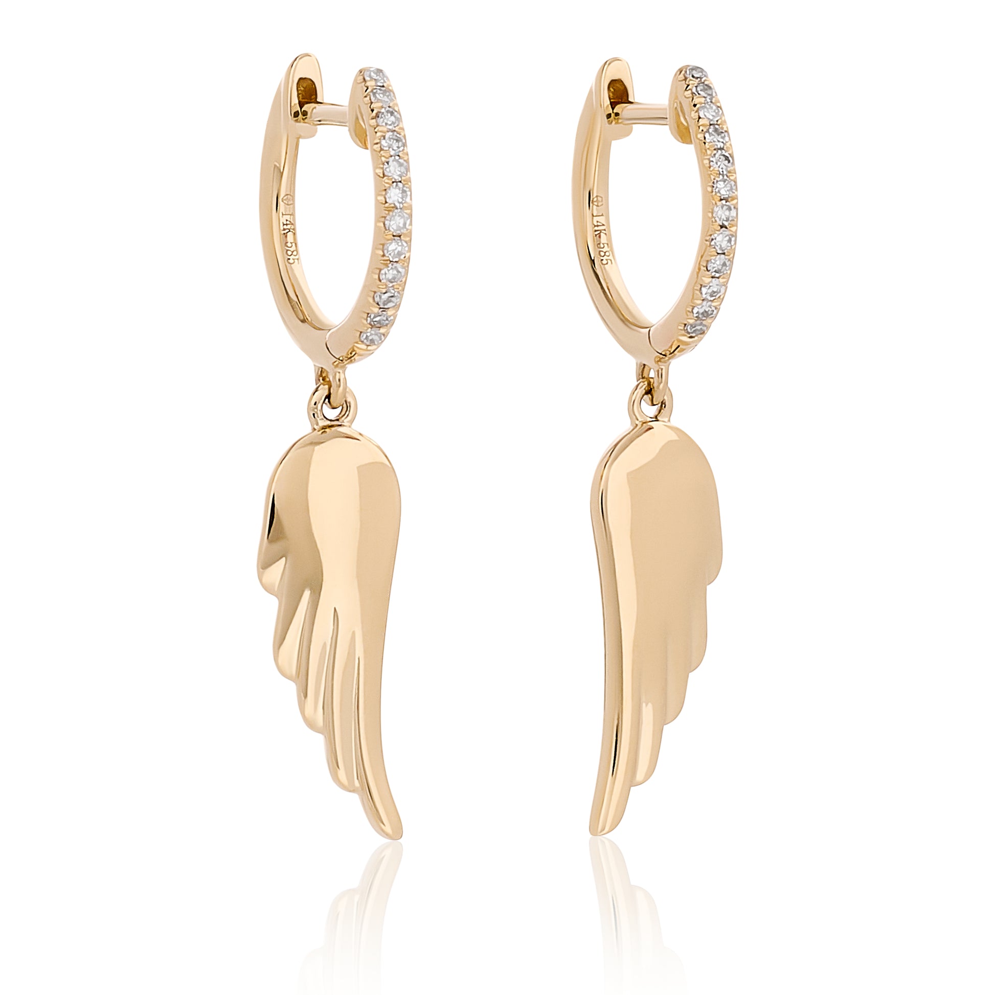 Petite Diamond and Gold Angel Wing Earrings – Nicole Rose Fine Jewelry