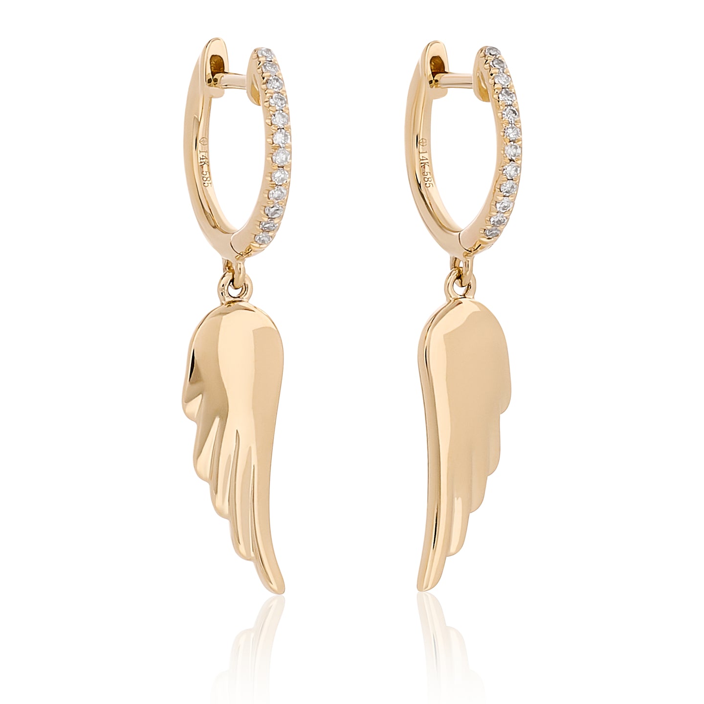Petite Diamond and Gold Angel Wing Earrings