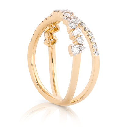 Diamond Criss Cross Band - Gold Two