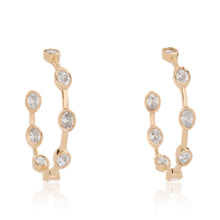 Load image into Gallery viewer, Bezel Set Oval Diamond Hoop Earrings