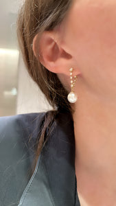 South Sea Pearl Diamond Dangle Earrings - Two