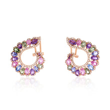 Load image into Gallery viewer, Rocky Mountain Curved Multi Color and Diamond Earrings