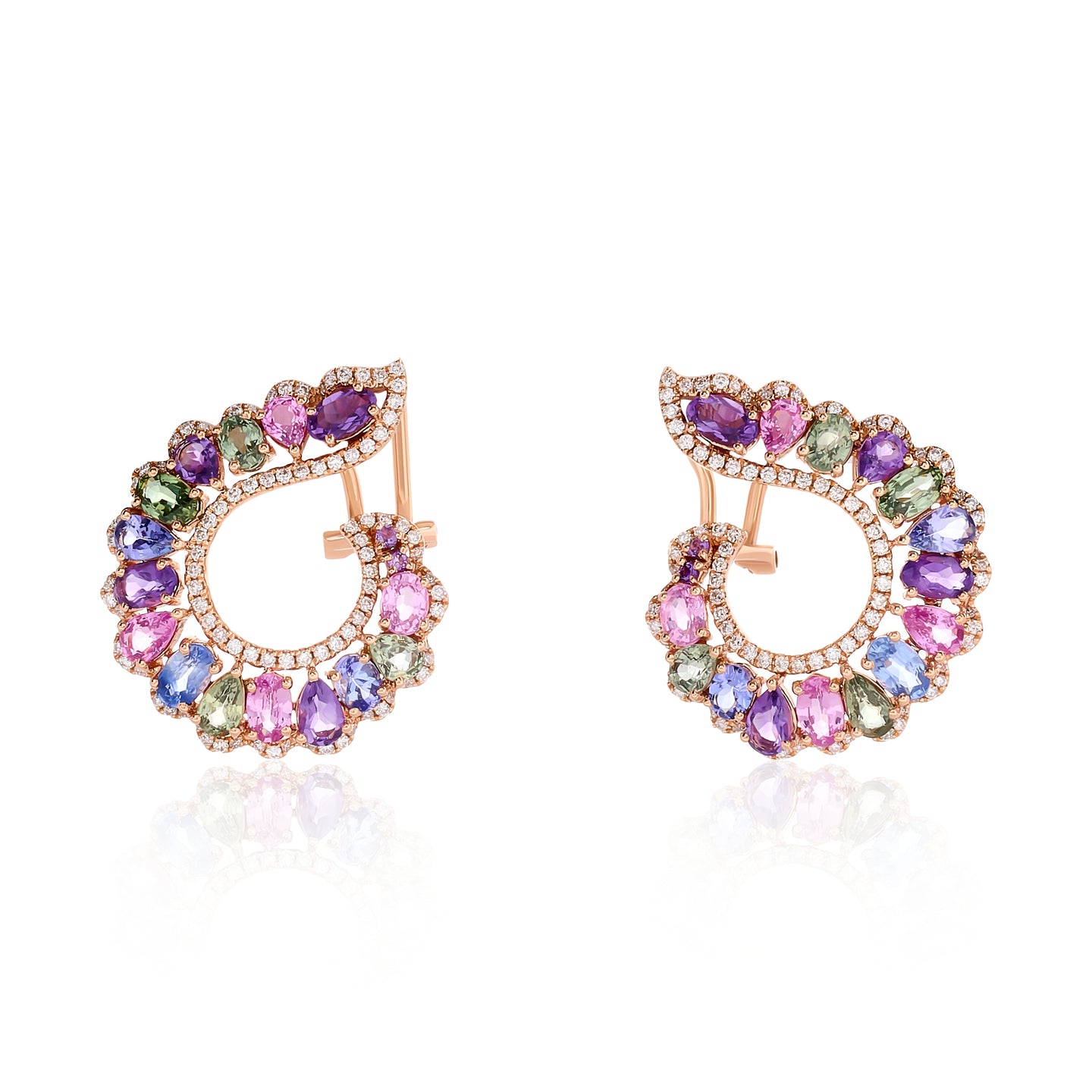 Rocky Mountain Curved Multi Color and Diamond Earrings
