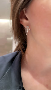 Three Row Graduated Diamond Hoop Earrings - Two