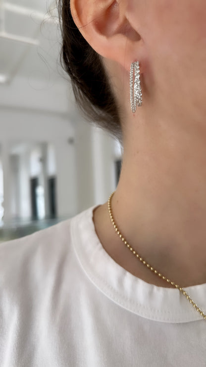 Small Double Diamond Hoop Earrings