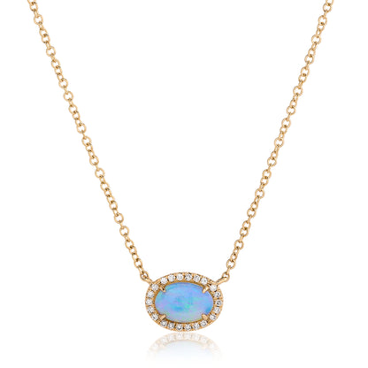 Oval and Diamond Halo East and West Pendant