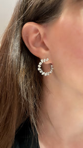 Mixed Cut Diamond Curved Earrings - Two