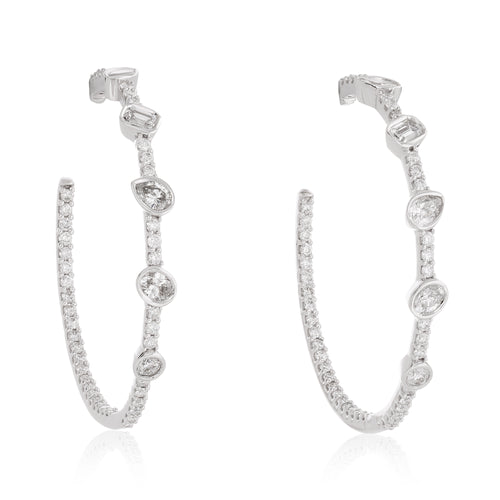 Bezel Set Fancy Shape Diamond Hoop Earrings