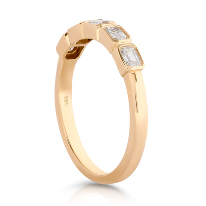 Half Way Bezel Set Emerald Cut Diamond Band - Two