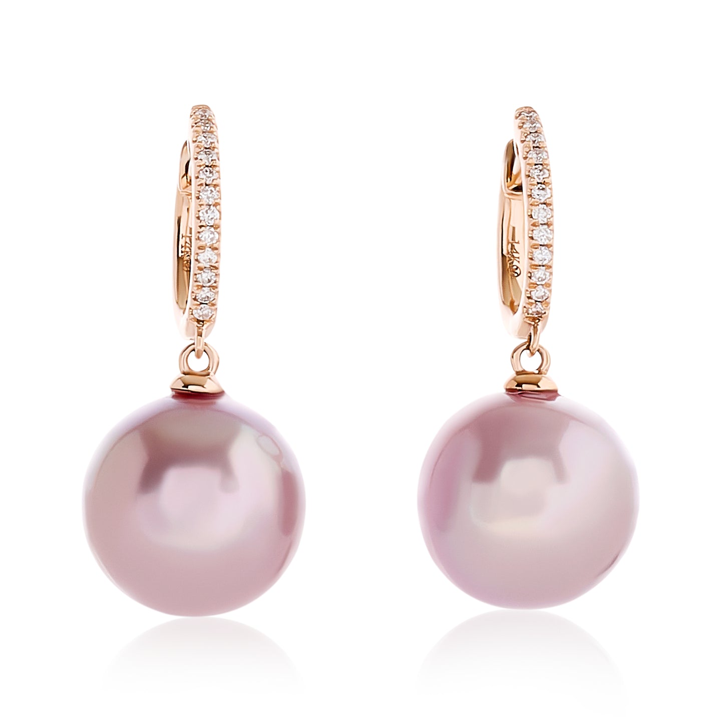 Pink Pearl and Diamond Drop Earrings