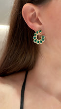 Load image into Gallery viewer, Curved Emerald and Diamond Earrings - Two