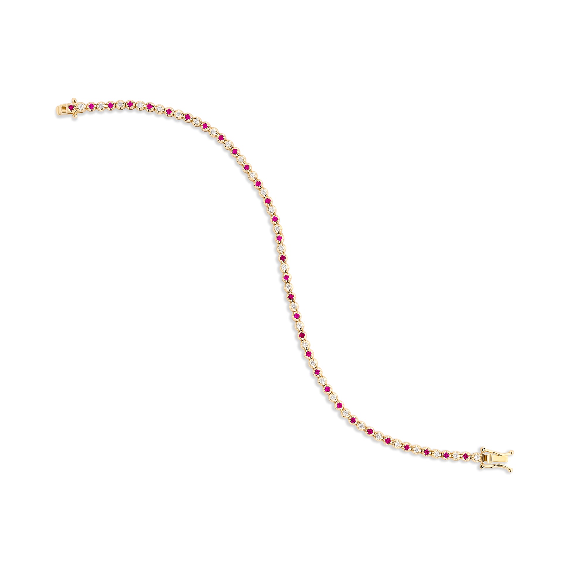 Dainty 1 Alternating Ruby and Diamond Tennis Bracelet - Two