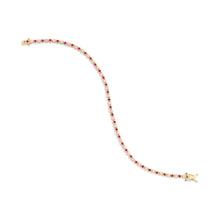 Load image into Gallery viewer, Dainty 1 Alternating Ruby and Diamond Tennis Bracelet - Two
