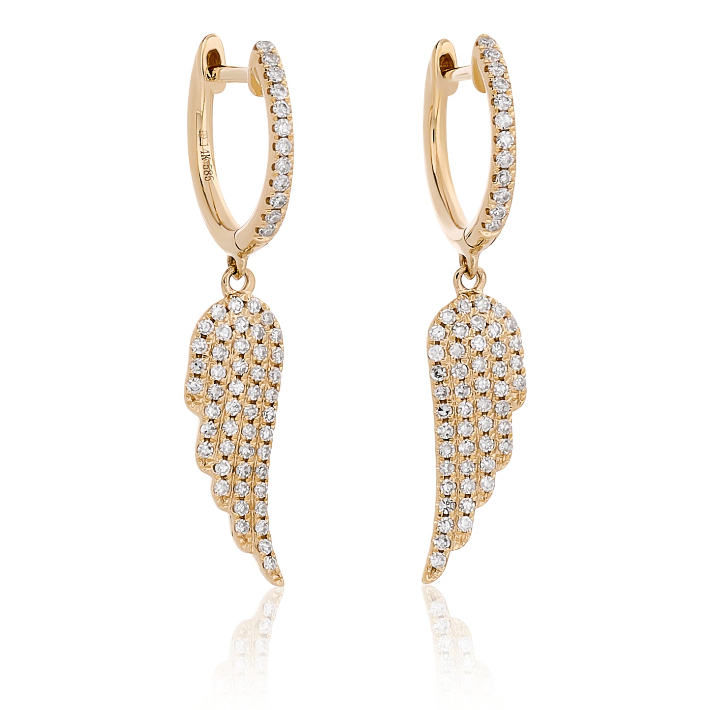 Petite All Diamond Angel Wing Earrings