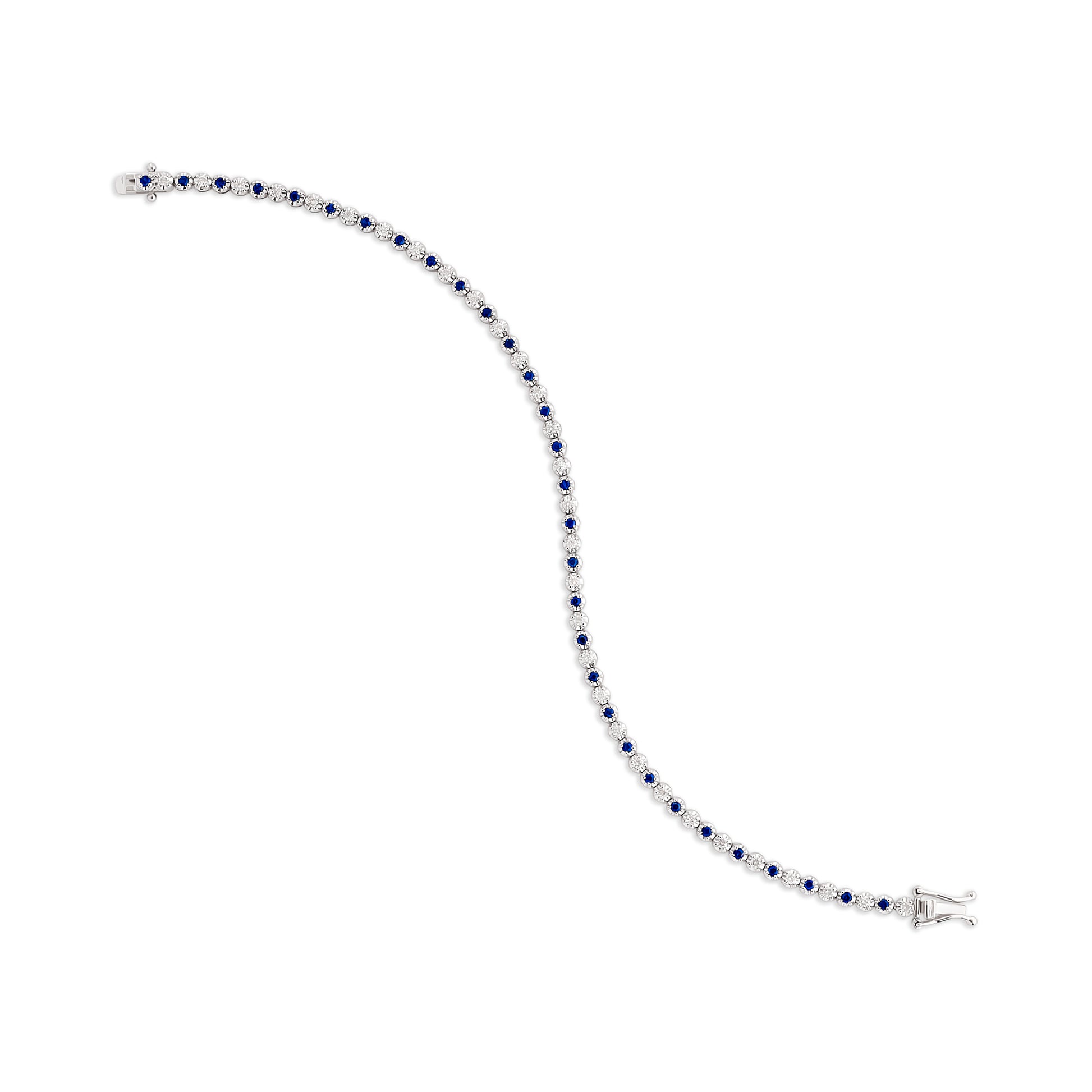 Dainty 1 Alternating Sapphire and Diamond Tennis Bracelet - Two