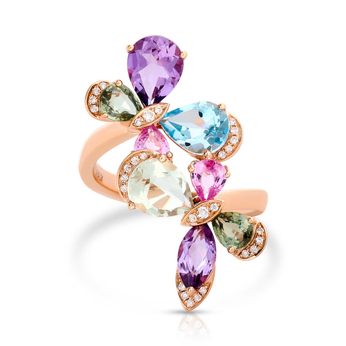 Multi Colored Double Butterfly Ring