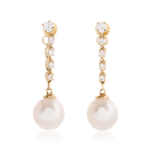 Load image into Gallery viewer, South Sea Pearl Diamond Dangle Earrings