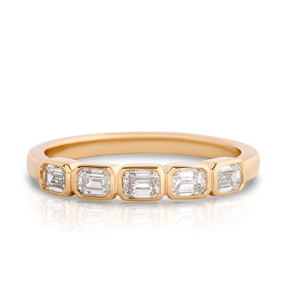 Half Way Bezel Set Emerald Cut Diamond Band