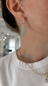 Diamond Leaf Earrings in Size Small