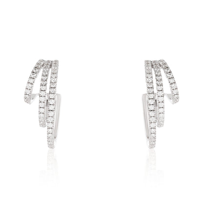 Three Row Graduated Diamond Hoop Earrings