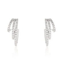 Load image into Gallery viewer, Three Row Graduated Diamond Hoop Earrings