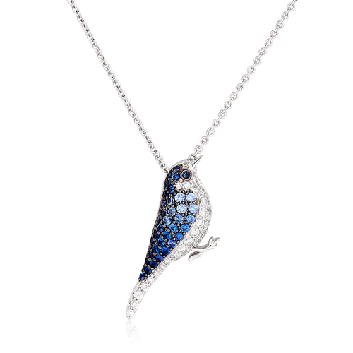 Sapphire and Diamond Bluebird Pendant