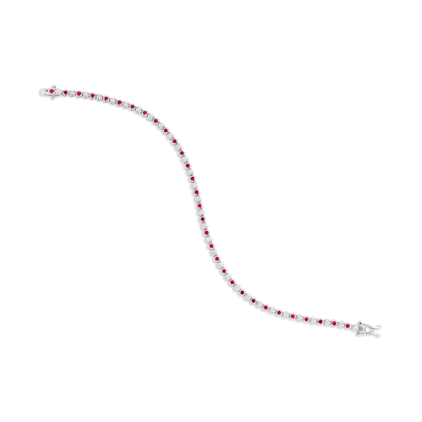 Dainty 1 Alternating Ruby and Diamond Tennis Bracelet