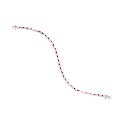 Dainty 1 Alternating Ruby and Diamond Tennis Bracelet