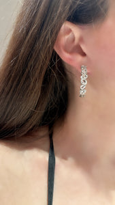 White Topaz and Diamond Hoop Earrings - Two