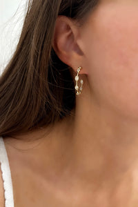 Bezel Set Oval Diamond Hoop Earrings - Two