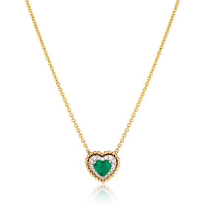 Emerald and Diamond Heart Pendant