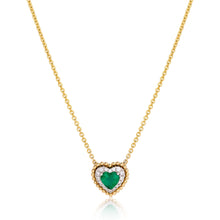 Load image into Gallery viewer, Emerald and Diamond Heart Pendant