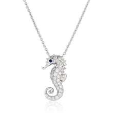 Load image into Gallery viewer, Diamond and Sapphire Seahorse Pendant