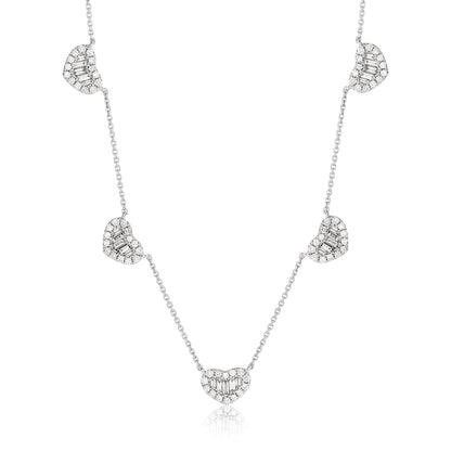 Five Diamond Heart Necklace