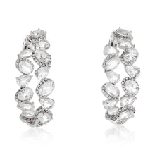 Load image into Gallery viewer, White Topaz and Diamond Hoop Earrings