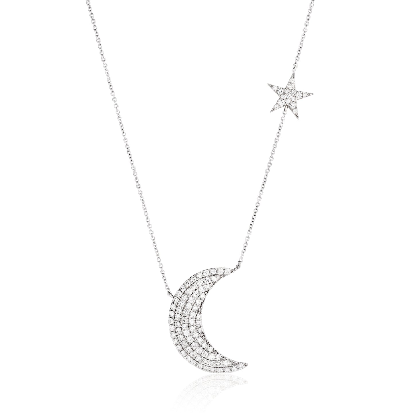Large Diamond Moon and Star Necklace