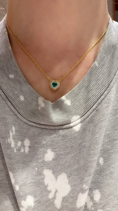 Emerald and Diamond Heart Pendant
