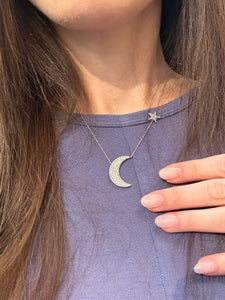 Large Diamond Moon and Star Necklace - Two