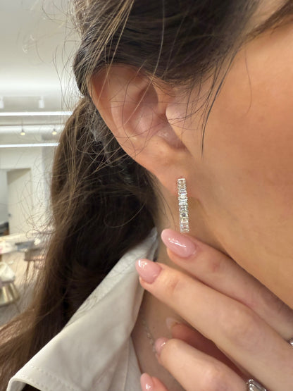 Inside and Outside Baguette Diamond Hoop Earrings