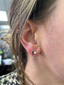 Toi Et Moi Diamond Garnet Birthstone Stud Earrings