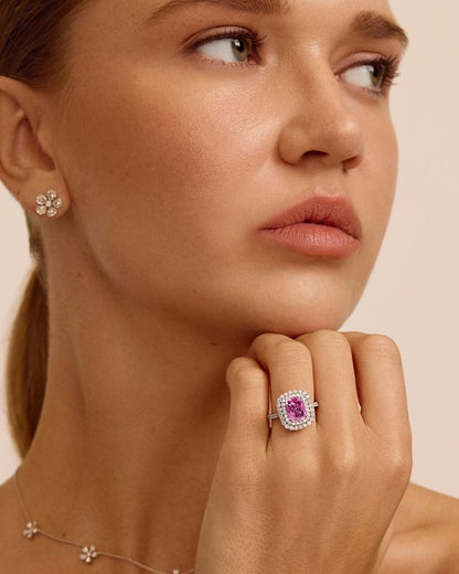 Diamond Rose Cut Flower Earrings