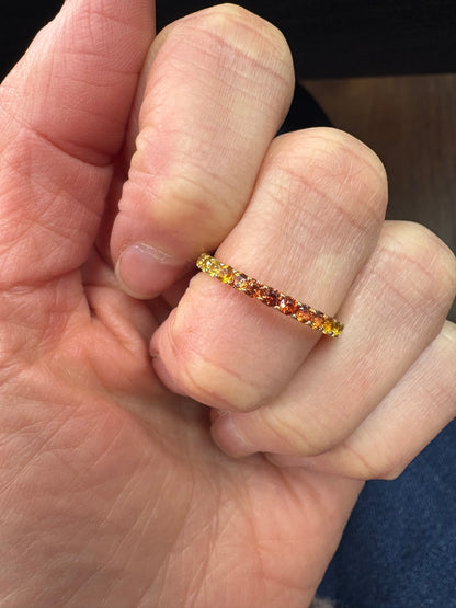 Ombre Orange Sapphire Eternity Ring