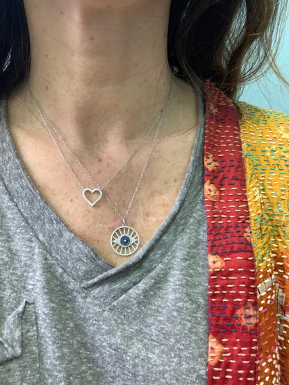 Small Open Diamond Heart Pendant