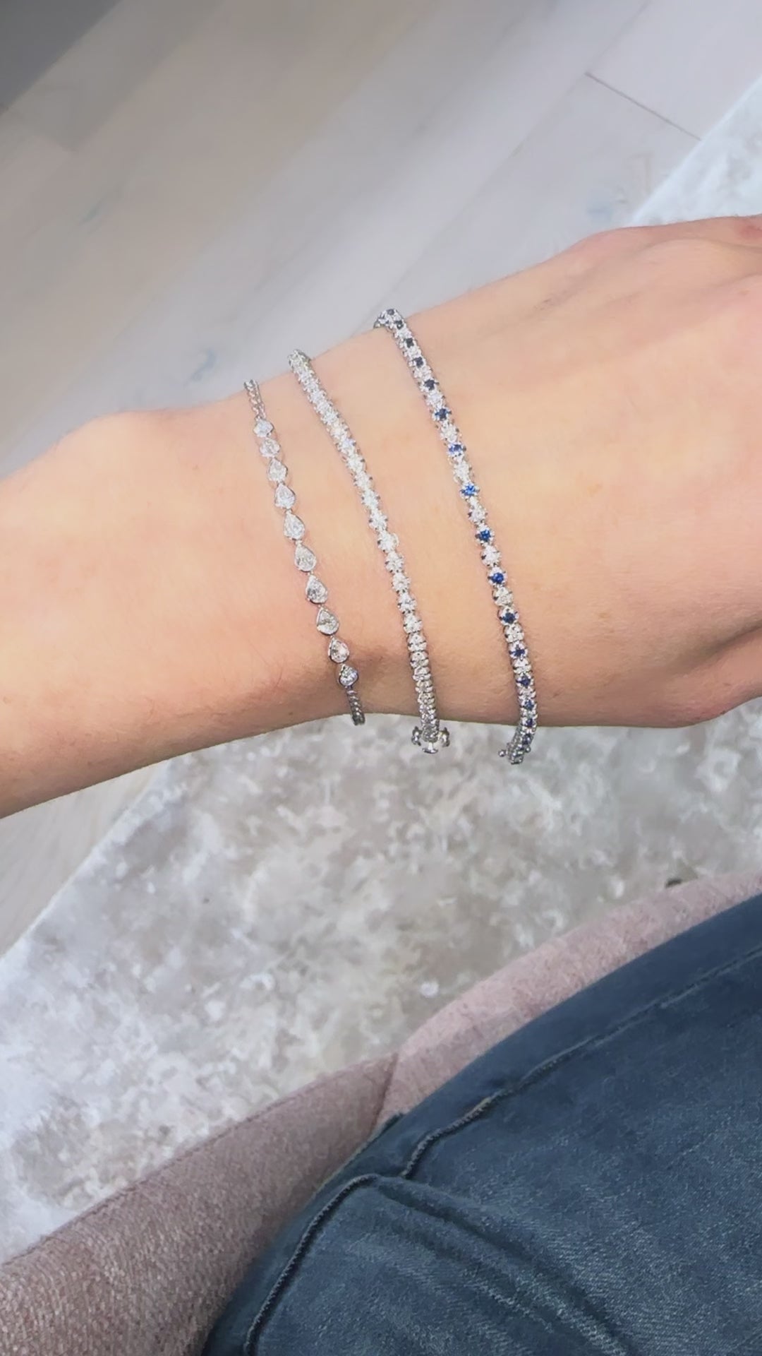 Dainty 1 Alternating Sapphire and Diamond Tennis Bracelet – Nicole
