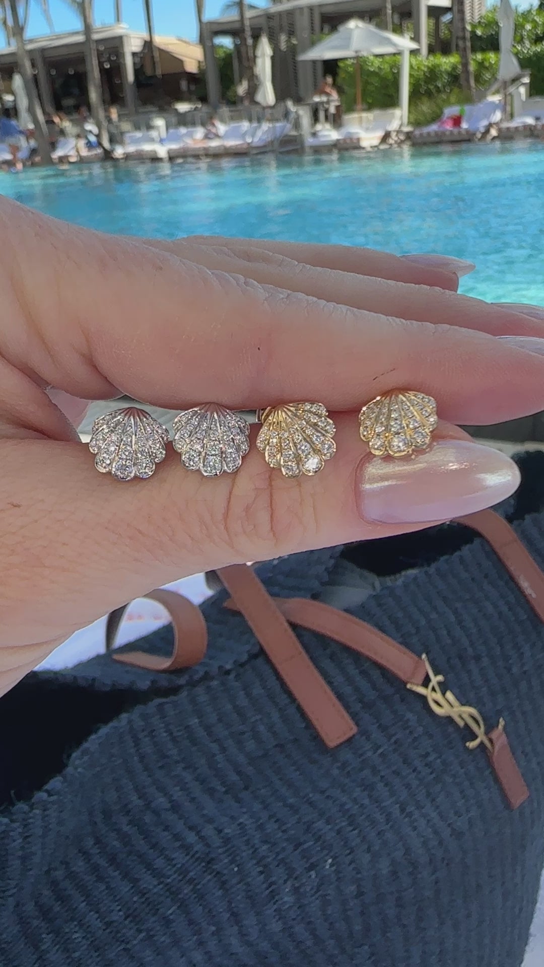 Diamond SeaShell Stud Earrings - Video