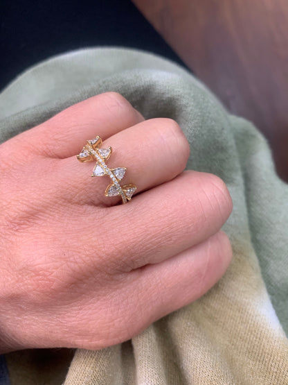 Round and Trillion Diamond Spike Ring